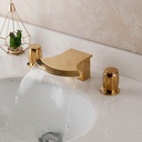 Solid Brass Bathroom Sink Wash Basin 2 Handles Waterfall Faucet Golden Plated Bathtub Mixer Tap Faucet Deck Mounted (Color : Style C 031)