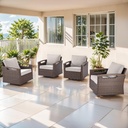 Luxury Outdoor Swivel Rocker Patio Chairs Set of 4 - Heavy Duty 4 Piece Patio Furniture Set All Weather Wicker Glider Set with Comfort Thick Cushion for Porch, Poolside and Deck - Beige
