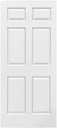 36 in. x 80 in. White Painted Finished Composite MDF 6 Panel Interior Barn Door Slab