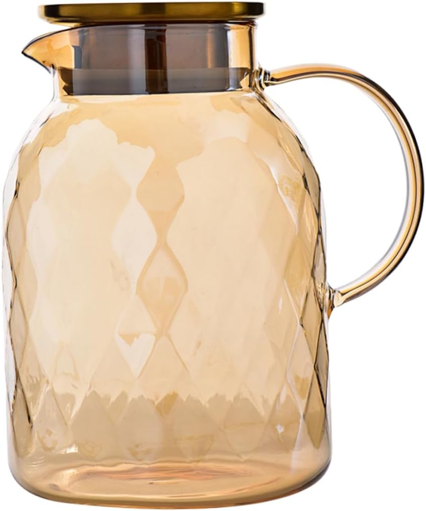 BESTYASH Large Capacity Glass Cold Water Kettle Portable Beverage Pitcher for Juice Iced Tea Milk Lightweight Household Drink Dispenser for Kitchen Parties Bbq and Outdoor Use