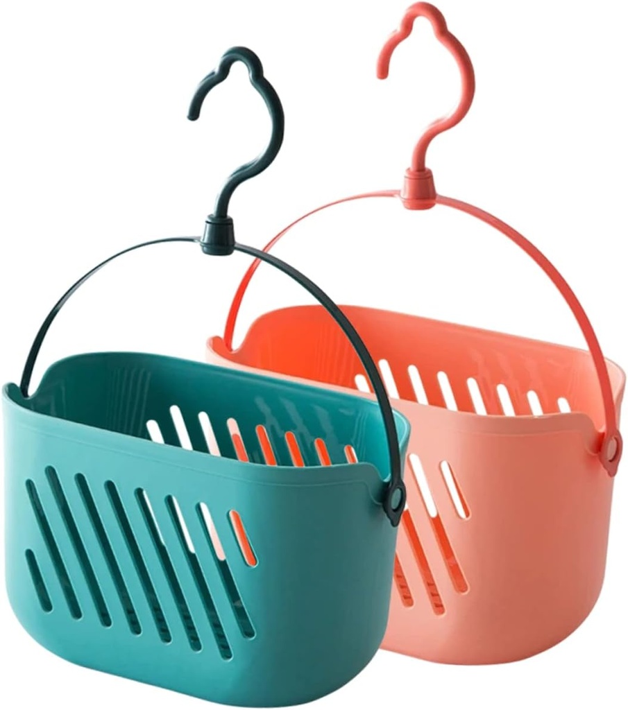 Healifty 2Pcs Wall Mounted Hanging Storage Baskets for Kitchen and Bathroom Drainage Design for Ginger Garlic Vegetables Multipurpose Organizer in Pink and Saving Sundry Container