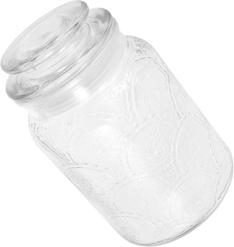 Airtight Glass Jar for Food Storage Clear Container for Flour Coffee Beans Nuts Cookies and More Small Easy to Clean Design for Home and Kitchen Use