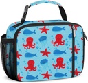 esouler Lunch Box Kids Insulated Lunch Bag for Boys & Girls Durable Children Lunchbox for School with Water Bottle Holder-Octopus