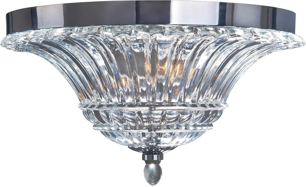 Elegant Designs FM1002-CHR 2 Light Glass Ceiling Light Glacier Petal Flushmount, Chrome