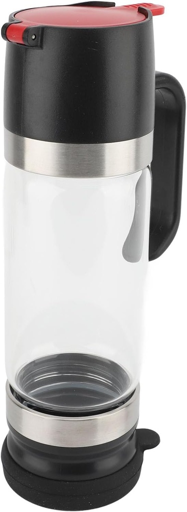 Jiawu Glass Honey Dispenser, 350ml Clear Syrup Dispenser Pot with Handle, No Drip Honey Container, Syrup Jar for Tea, Coffee Shops, Restaurants, Home (Black)