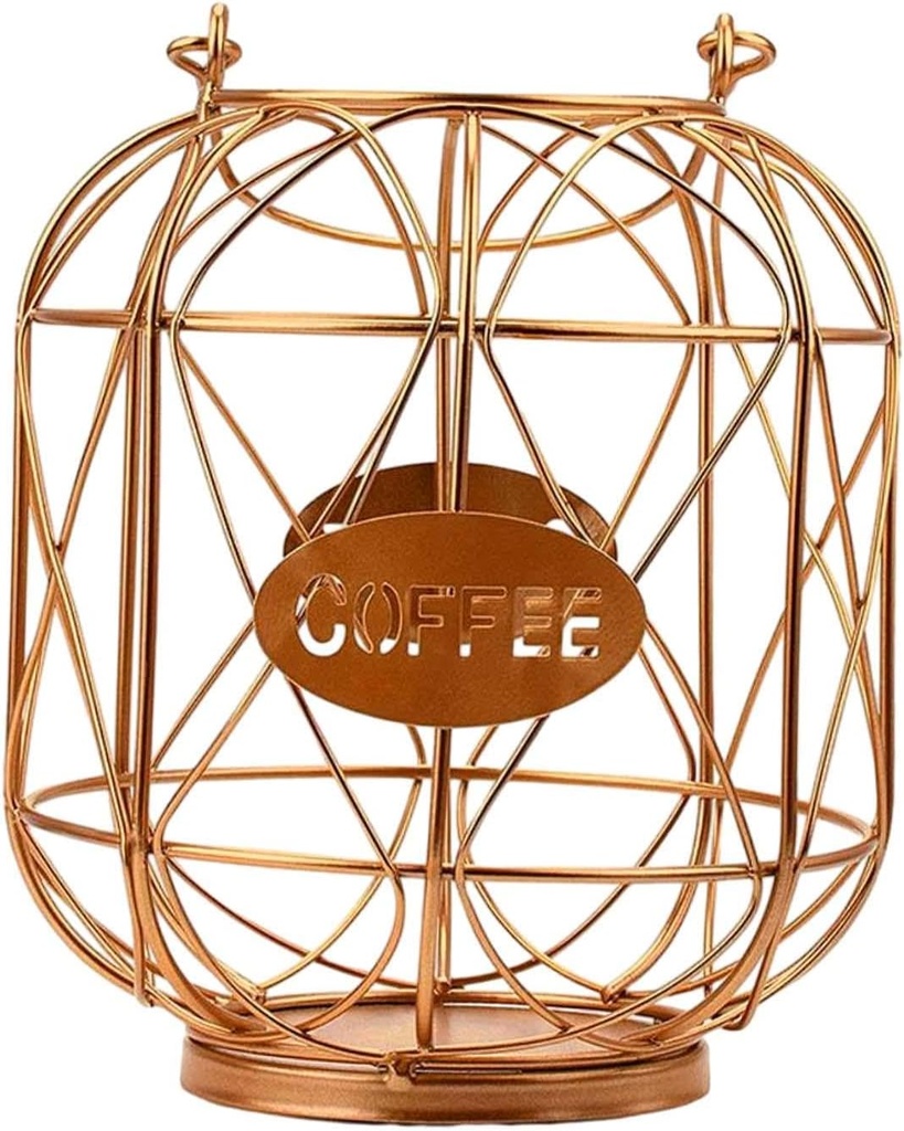 Generic Sleek Coffee Pod Holder with Portable Handle for Kitchen Organization, rose gold, 15.5cmx15.5cmx19.5cm