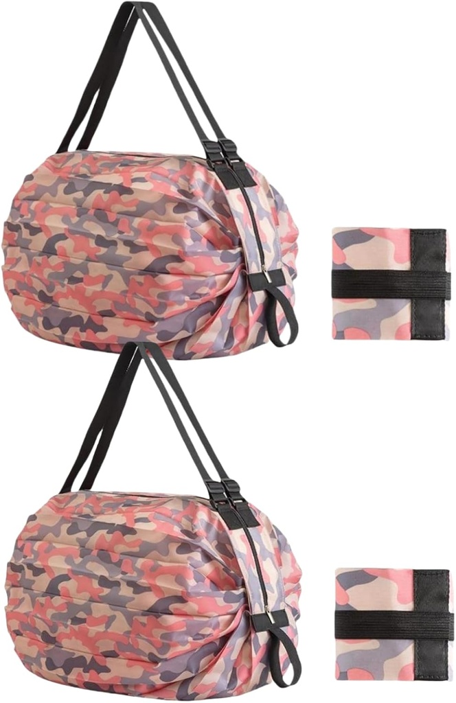 Reusable Shopping Bag Foldable Grocery Storage Tote Bags Oxford Cloth Portable Duffle Washable Zipper Storage Pouch