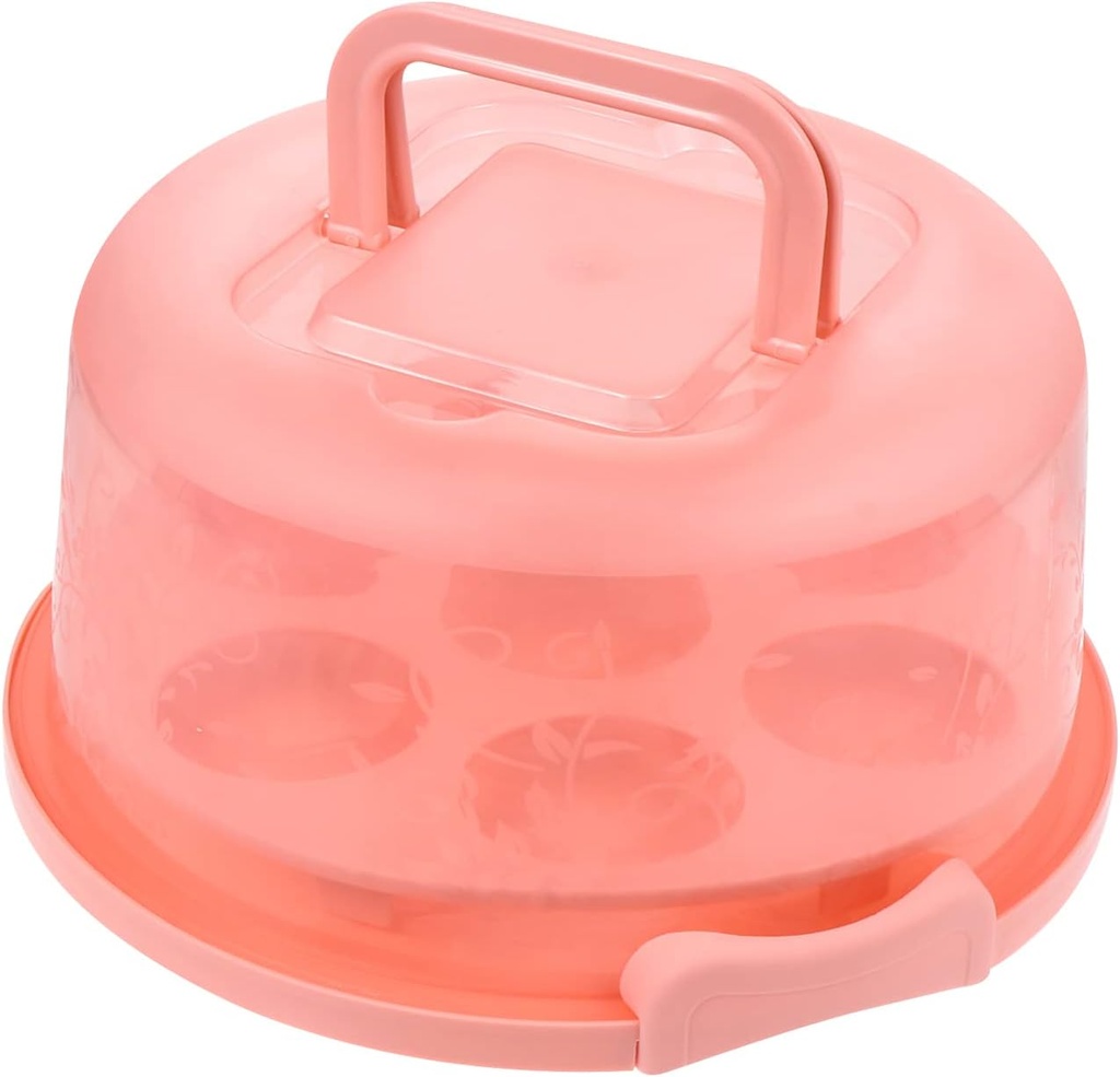 Yardwe Cake Carrier Cake Carrier with Handle, Clear Cake Keeper with Cover, Transporter Containers for Cakes, Pies, or Other Desserts Fit Cakes to 8in (Pink) Plastic Cake Containers