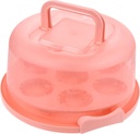 Yardwe Cake Carrier Cake Carrier with Handle, Clear Cake Keeper with Cover, Transporter Containers for Cakes, Pies, or Other Desserts Fit Cakes to 8in (Pink) Plastic Cake Containers