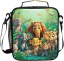 Cute Elephants in Forest Lunch Box Rat Animal Insulated Lunch Bags for Kids Abstract Lion Cooler Tote Meal Adjustable Shoulder Strap Men Women Children School Office Work Picnic