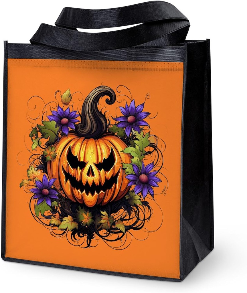 CafePress Jack O Lantern Halloween Trick Treating Reusable Collapsible Grocery Bag