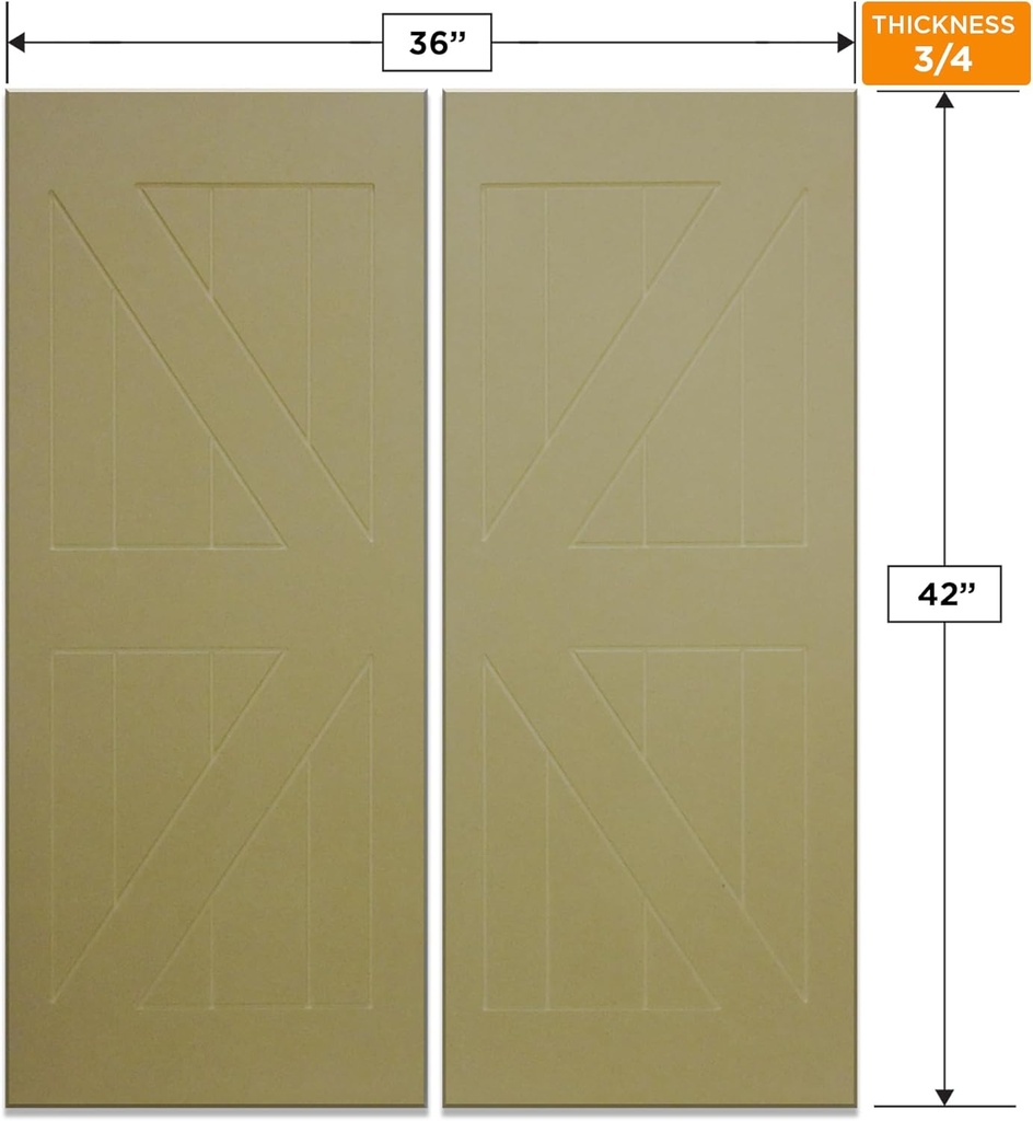 Swinging Cafe Doors Saloon Door, 3/4" Thick MDF Barn Door, Satin Chrome Finish, 36"x42"