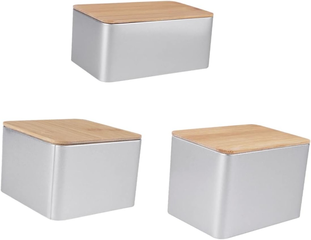 2pcs Metal Cookie Tins Storage Containers Organizer Lids Rattan Pantry Food Prep Cookie Jars Tea Can with Lid China Tea Tin Storage Tins with Lid Metal Rice Container Wooden