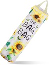 Plastic Bag Holder, Sunflower Grocery Bag Organizer Kitchen Dispenser Holders with Tassel Reusable Washable Trash Garbage Bags Holder for Home Kitchen Pantry Decor
