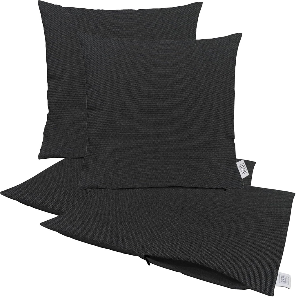 RSH DECOR: Sunbrella Pillow Covers Set of 4 | Covers Only - 20" x 20" | Outdoor Pillow Covers Crafted with Sunbrella Performance Fabric | Canvas Black