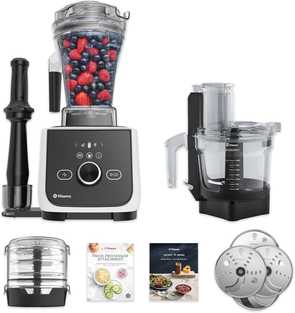 Vitamix Ascent X4 Gourmet SmartPrep Kitchen System, Professional-Grade Blender, Stainless-Steel Blades, 12-Cup Food Processor Attachment with 4 Discs, 48 Oz Blender Container, Black