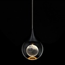 JoollySun Crystal LED Pendant Light: Black Modern Mini Light Fixtures Ceiling Hanging for Kitchen Island Bathroom