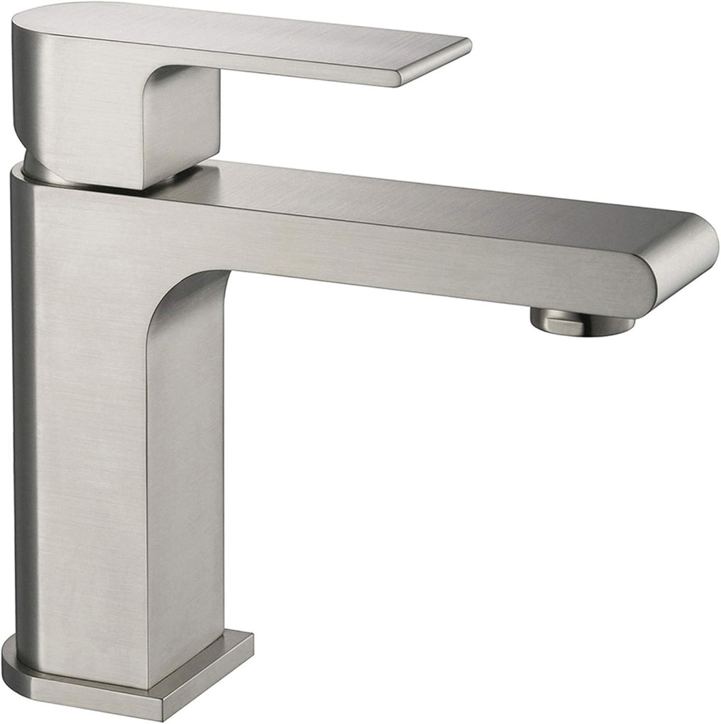 Blossom Modern Brass Bathroom Sink Faucet – Single Handle, Brushed Nickel Finish, Lead-Free Solid Brass, Easy Installation, Water-Saving Aerator, Corrosion-Resistant (F01 303 02)
