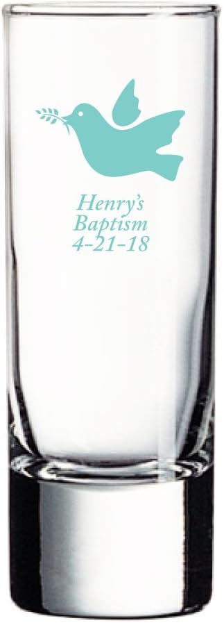 Personalized Color Printed Tall Shot Glass - Dove - Robins Egg Blue - 144 pack