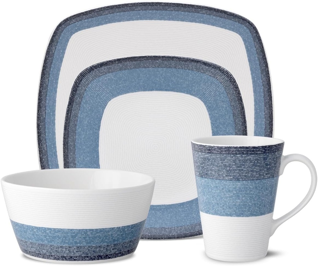 Noritake Colorscapes Layers Navy 4-Piece Square Place Setting, Service for 1