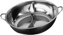 Stainless Steel Pot with Divider,Divided Hotpot for Induction Cooker,Cooking Pot Chinese Shabu Shabu Pot for Restaurant, M
