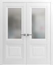 SARTODOORS Lucia 8822 | Double Swing Interior French Doors with Glass with Frosted Glass, Solid Wood, Hardware Included, 60x80, White, Classic
