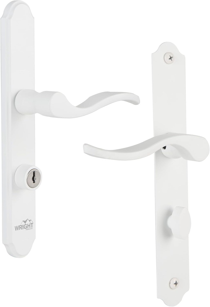 Wright Products - Serenade Mortise Keyed Lever Mount Latch with Deadbolt for Screen and Storm Doors, Matte Black (Transitional, White)