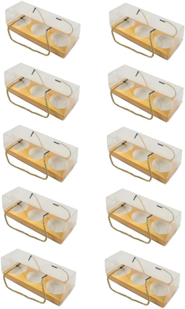 10pcs Portable Cupcake Boxes Handles Rectangle Dessert Containers for Cookies for Parties and Events