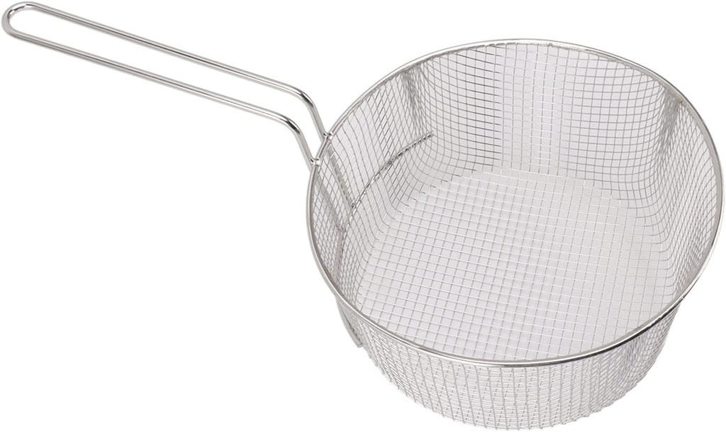 Fryer Basket, Deep Fryer Basket 9.1in with Long Handle Fry Basket for French Fries, Fried Chicken (Stainless steel 2)