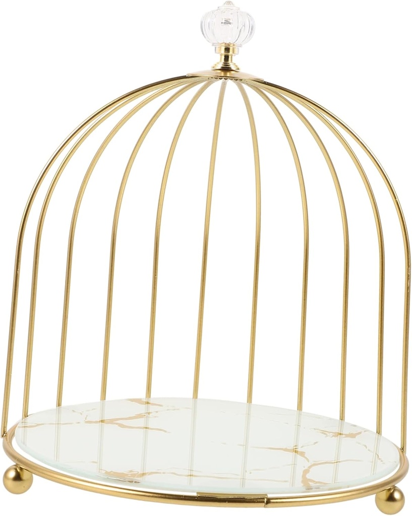 Birdcage Cake Stand Gold Decorative Tiered Cupcake Holder for Parties Design with Patterns for Desserts Appetizers and Makeup Organization