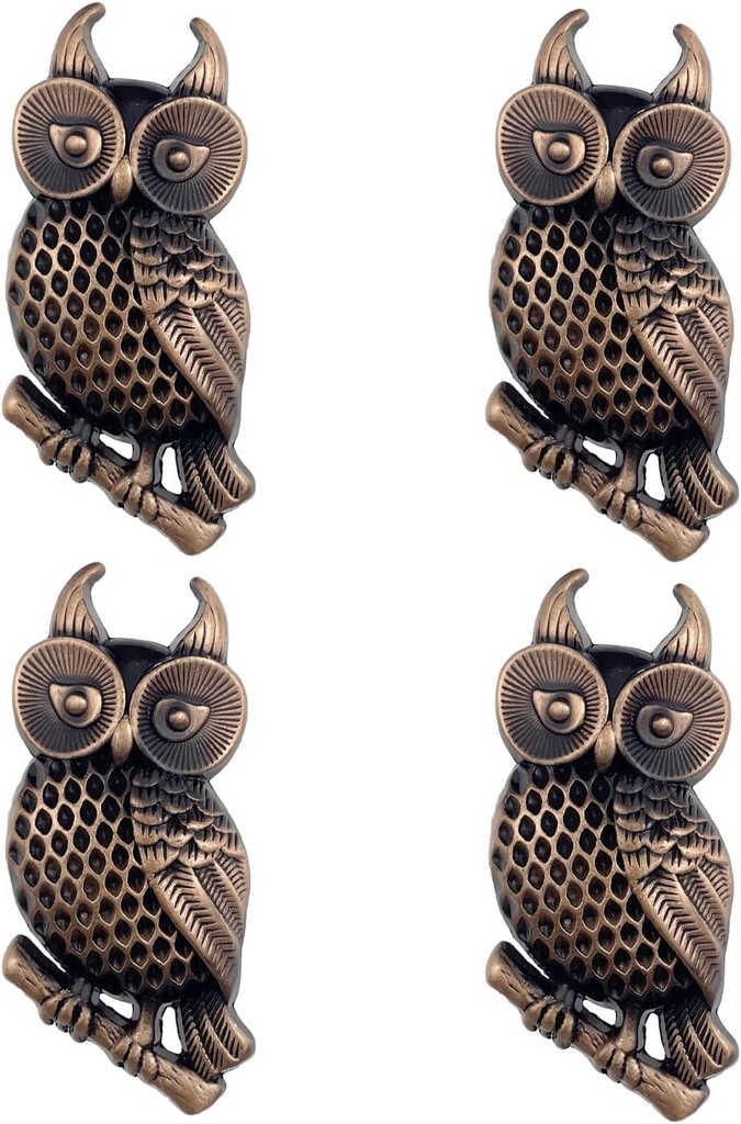 4PCS Animal Knobs for Dresser, Drawers Owl Knob Unique Knobs for Cabinets and Drawers Zinc Alloy Knob Vintage Handle Pull for Cabinets (Copper)