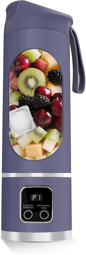 Portable Personal Electric Blender，500ML Portable Shakes and Smoothies Blender，Small Blenders、Mixing、Compact、Convenient and Versatile(Purple)
