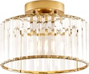 Crystal Gold Semi Flush Mount Ceiling Light Modern Hallway Light Fixture Metal Close to Ceiling Lamp for Kitchen Living Room Bathroom Entryway Bedroom(10.63 inch)