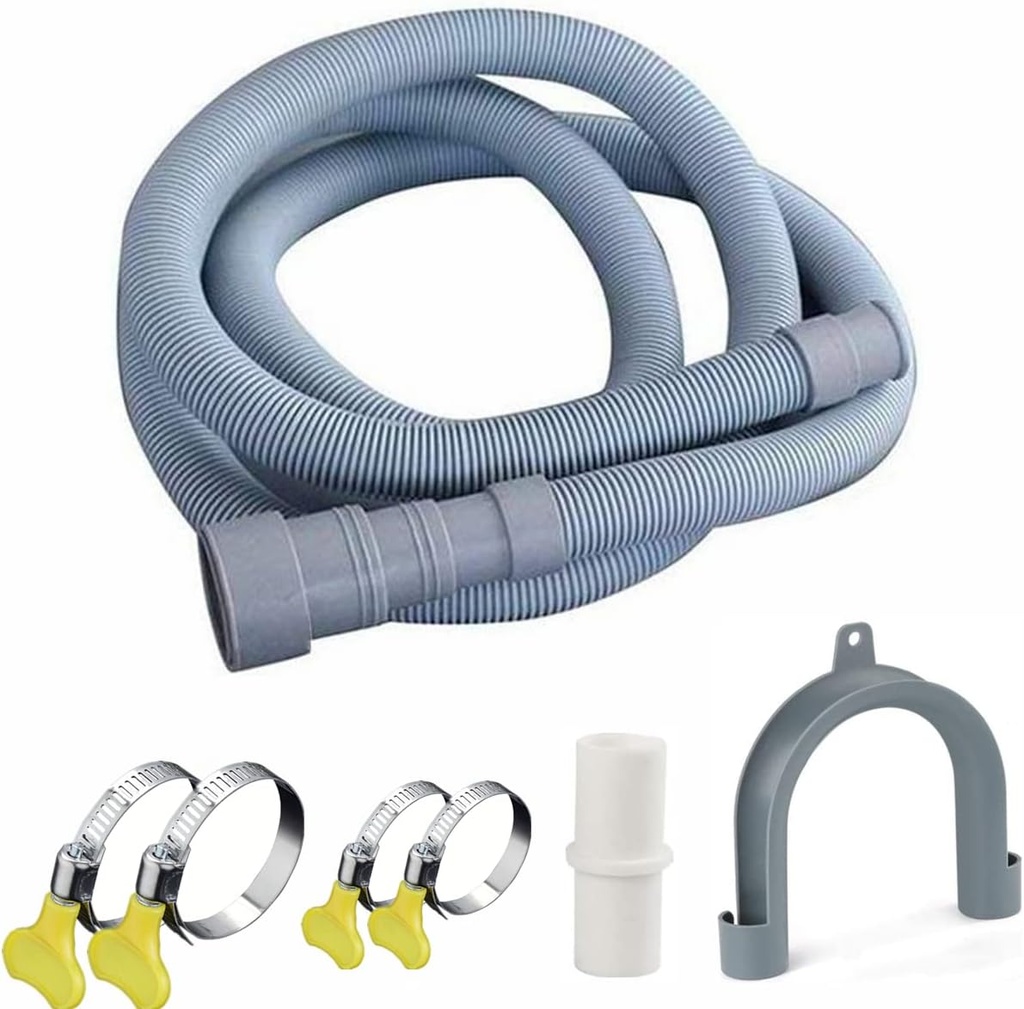 10ft Washing Machine Drain Hose, Universal Drain Hose Extension Kit for Washer, Dishwasher, Flexible Discharge Hose for LG/GE/Samsung, Fit up to 1-1/2 Inch Drain Outlets (10)