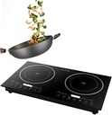 2400W Dual Induction Cooktop with Safety Lock & Timer&Presetting, 2 Burner Independent Control Electric Cooker with 8 Gear Firepower Portable Induction Stove Cooker for 4.72-9.65inch Cooker 110V