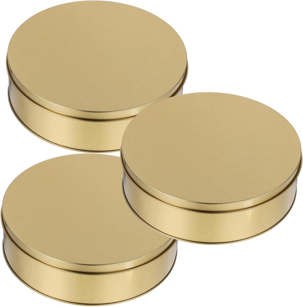 Luxshiny 3pcs Round Candy Box Tinplate Cookie Jar Airtight Lids Christmas Cookie Containers