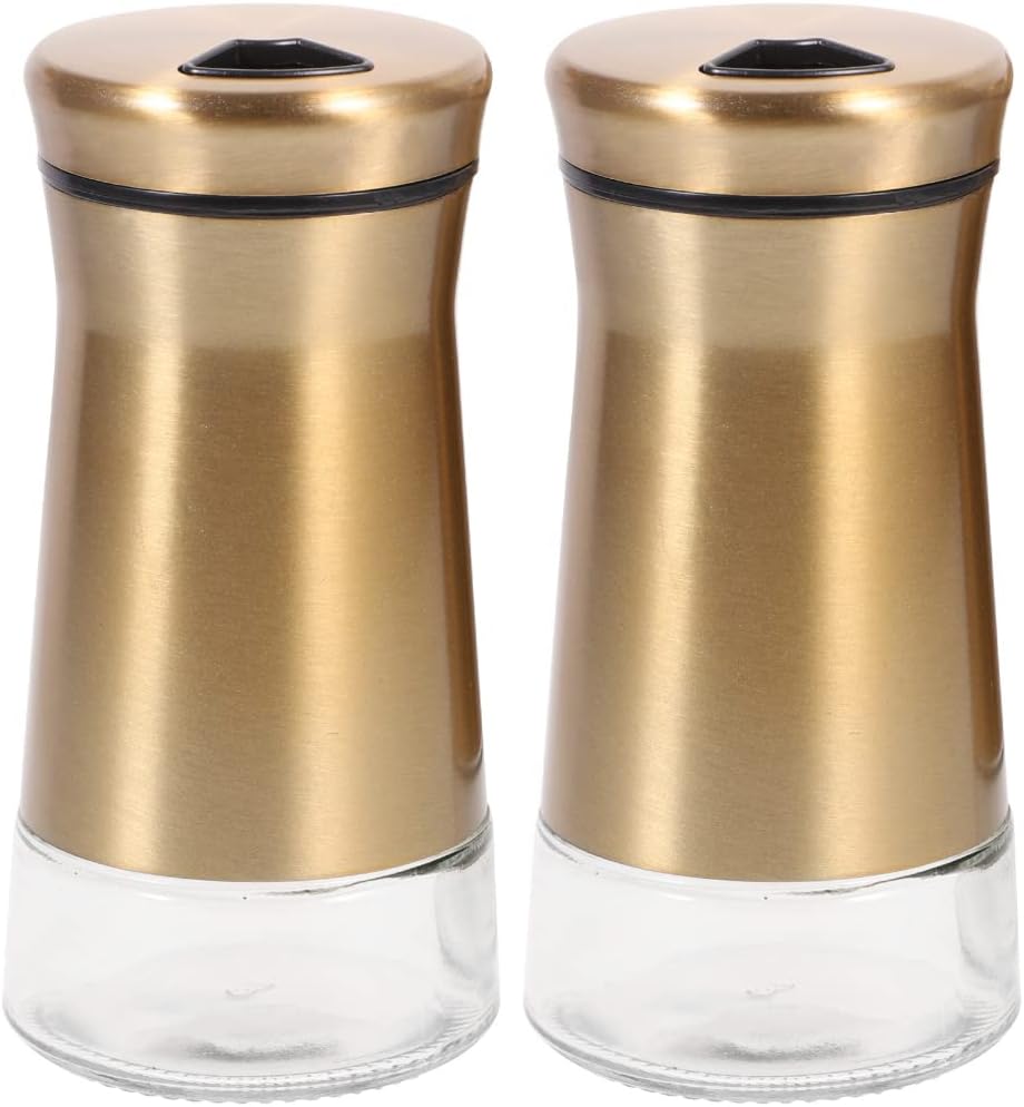 2-Pack Stainless Steel Salt and Pepper Shakers with Adjustable Pour Holes - Spice Dispenser for Himalayan Salt, Table Salt, White and Black Pepper