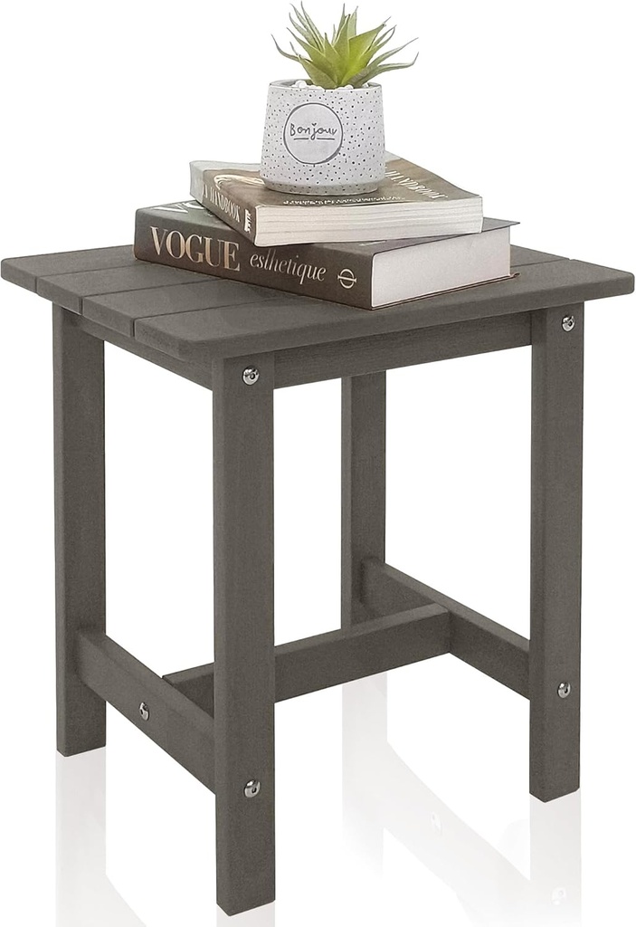 Outdoor Side Table, Small Adirondack Side Table for Adirondack Chair - Indoor Outdoor End Table - HDPS (Grey)