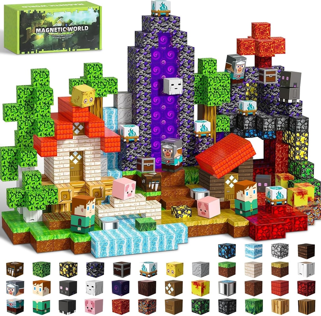 150PCS Magnetic Blocks for Kids, 0.8in Magnetic Building Block Toys for Boys Girls Age 3 4 5 6 7 8 9 10 Magnet Cubes Game Magnetic Tiles STEM Toys Christmas Birthday Gifts for Kids Toddlers