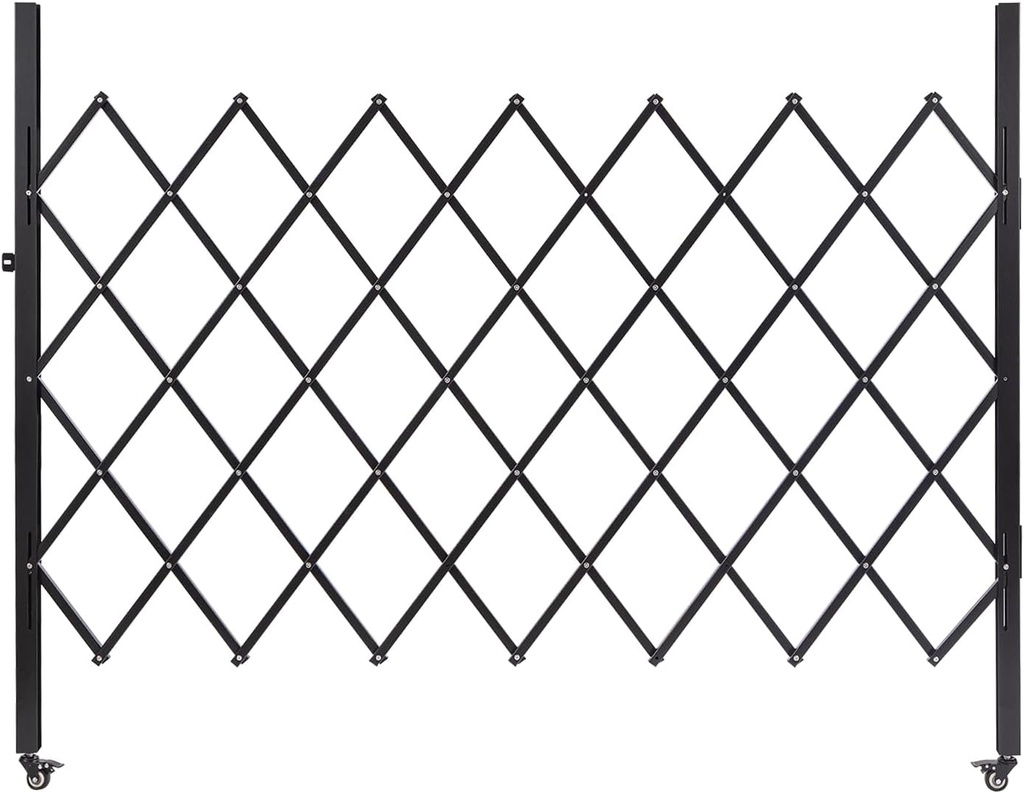 Folding Fence Gate Expandable Metal Barricade with Wheels, Folding Security Gate for Garages, Storefronts, Basements, Courtyard Fence Door, Construction Site Elevator Traffic Control