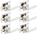 Gobrico Pack of 6 Square Door Handles Levers, Bedroom and Bathroom Privacy Locks Satin Nickel Finished, Keyless Interior Door Locksets Door Knobs