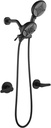 2 Handle Shower Faucet Shower System Complete 2 in 1 Shower Combo Set with Handheld Showerhead Shower Trim Kit Shower Fixtures Matte Black
