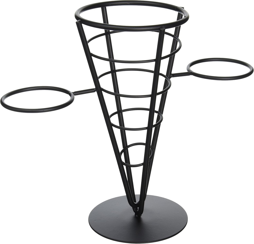 Winco Single Cone Black Wire French Fryer Holder Black Medium