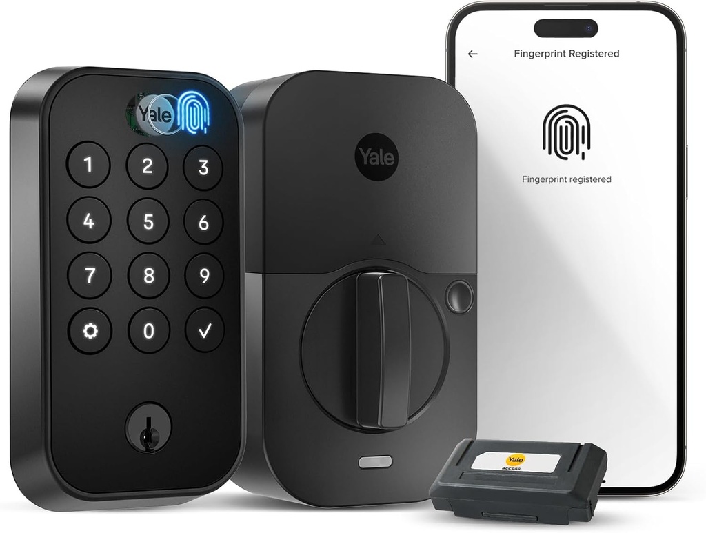 Yale Security Assure Lock 2 Touch Deadbolt, Black Suede Keyed Smart Entry Door Lock with Wi-Fi Connected Keypad and Fingerprint Scanner for Code Entry and Remote Access, YRD410-F-WF1-BSP