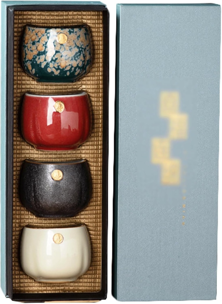 Retro Tea Mugs Chinese Kung Fu Tea Cup Tea Cup Set Japanese Tea Cup 4 Pcs Ceramic Tea Cup Sake Drinkware Sake Cups Sake Drinking Set