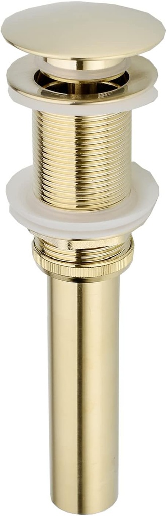 Bathroom Pop Up Drain Without Overflow, Bathroom Sink Push Pop Up Assembly Vessel Drain Without Overflow. (Brushed Gold)
