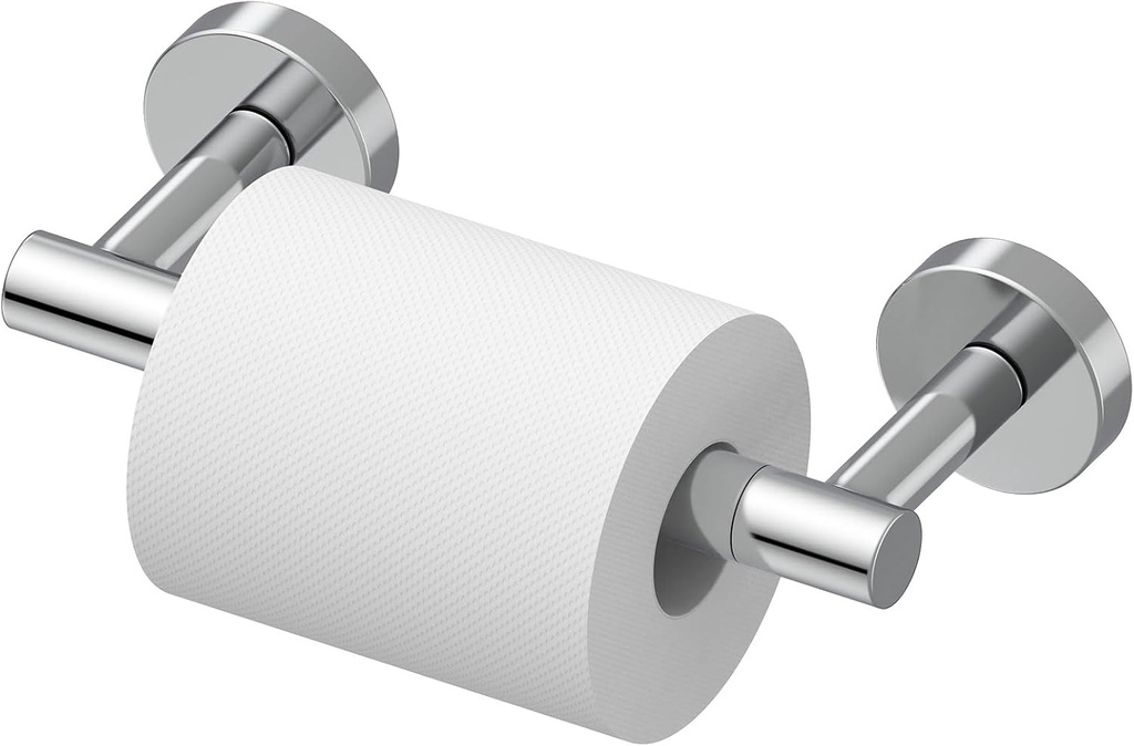 Double Post Pivoting Toilet Paper Holder Wall Mounted Stainless Steel Rustproof Bathroom Tissue Roll Holders Dispenser for Home Commercial Use - Chrome