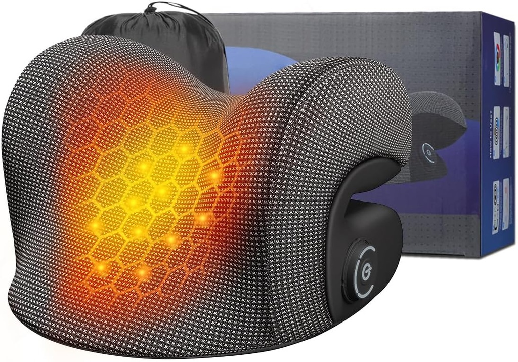 Wireless Heated Neck Stretcher for Pain Relief, Portable Cordless Neck Shoulder Cervical Traction Device with Graphene Heating Pad No Smell Magnetic Therapy Case Relaxer for TMJ Migraine Spine Alignme