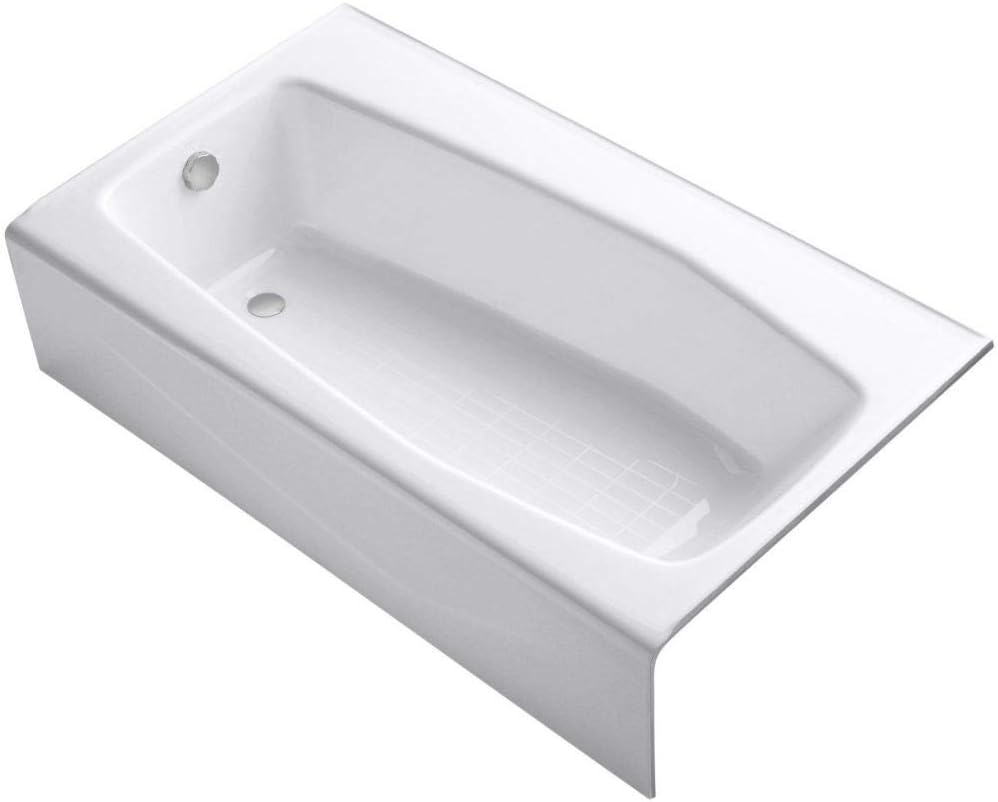 Kohler K-713-0 60" Alcove Soaking Tub with Left Hand Drain White