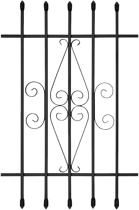 Grisham Spear Point Heavy-Duty Window Bars (Black, 24"X36") Window Safety Guards for Childen, Outdoor Prevent Burglary Window Security Bars